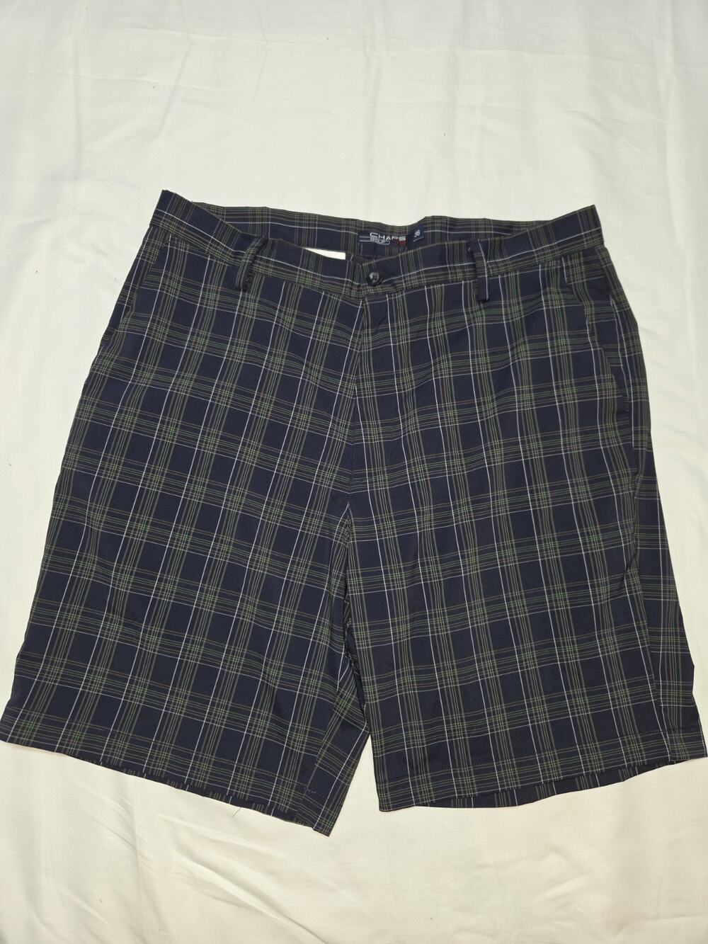 Chaps Mens Golf Shorts Size 36 Blue Green Plaid Lightweight Outdoor